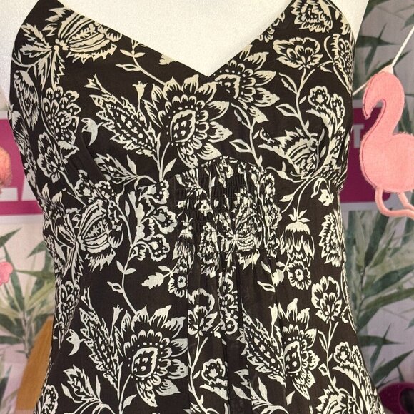 Ann Taylor Brown White Floral Maxi Halter Dress 0 Nice! - Picture 3 of 5